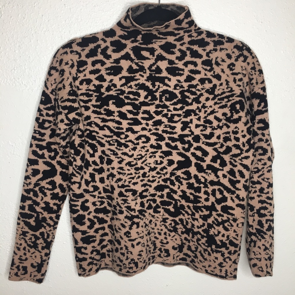 Tahari Mock Neck Animal Print Sweater XS
